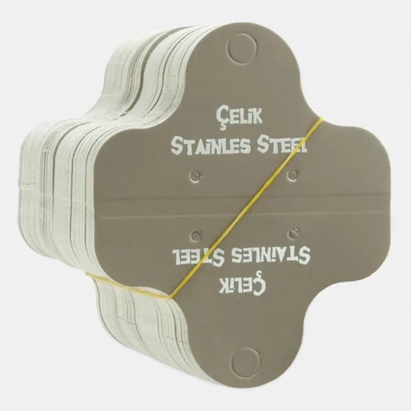 Çelik Yazılı Kolye Kartı 7×8.5 cm – 200 Adet